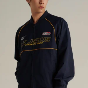 เสื้อแจ็คเก็ตบอมเบอร์ Unisex แขนยาว สีกรมท่า