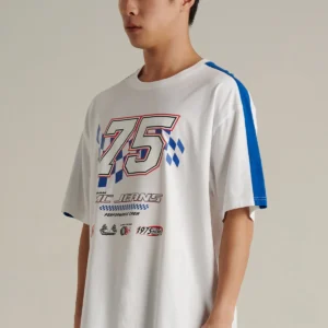 เสื้อยืดแขนสั้นผู้ชาย ทรงโอเวอร์ไซส์ คอกลม สีขาว-White-XL